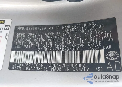 2010 Toyota Corolla Le from USA, damaged, VIN 2T1BU4EE2AC261310